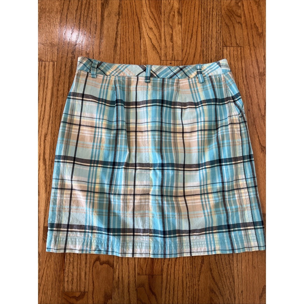 Christopher & Banks Blue Plaid‎ Cotton Blend Skort Womens 6 Pockets Golf Casual - Picture 5 of 8